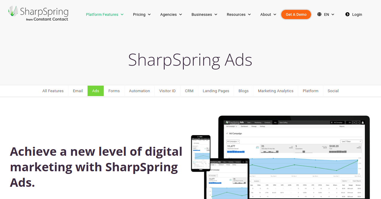 SharpSpring Ads Home Page