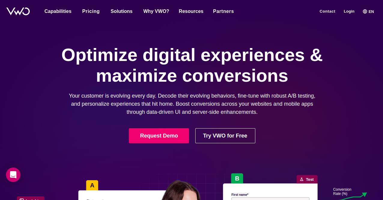 VWO (Visual Website Optimizer) Home Page