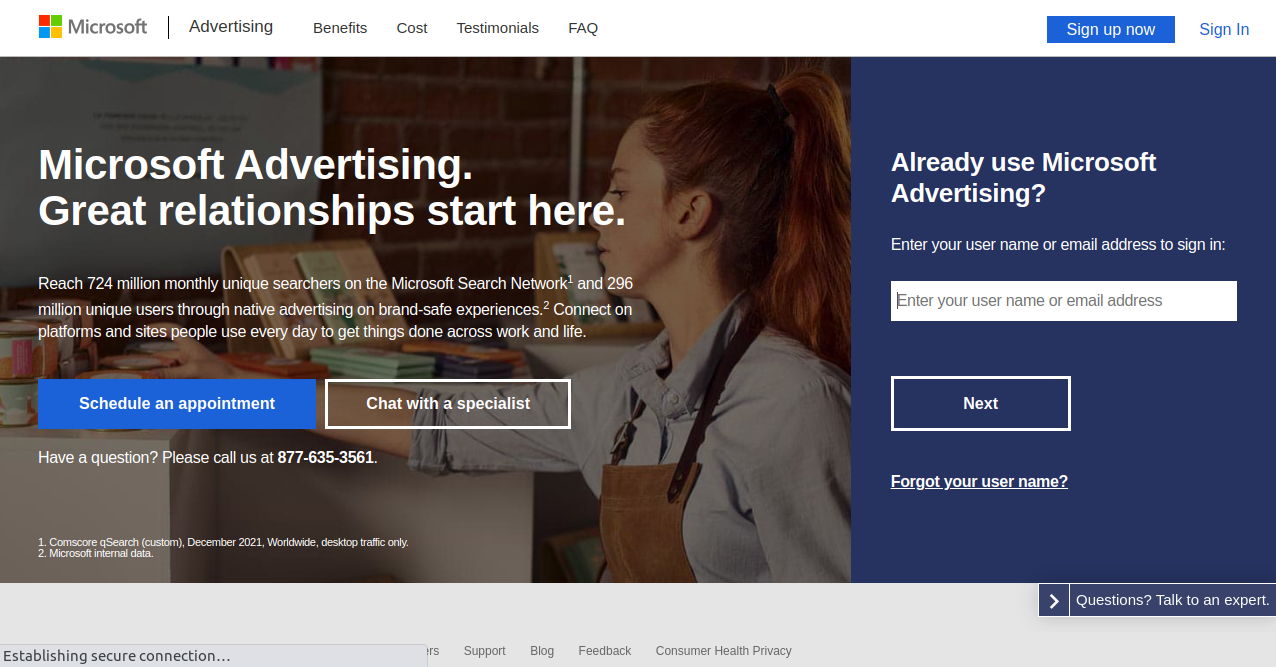Microsoft Advertising Home Page